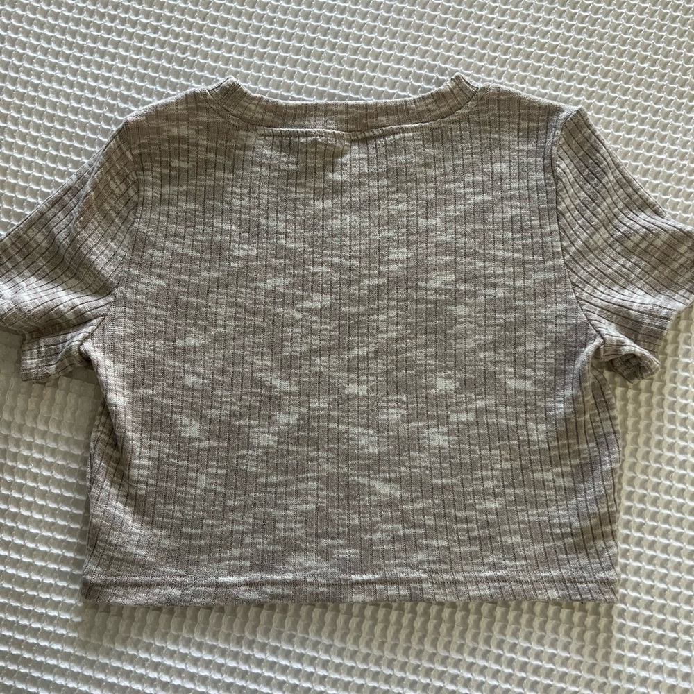 H&M Marled Cream/Tan Ribbed Tee - medium - Picture 4 of 4